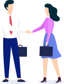 握手をするスーツ男性と女性のイラスト